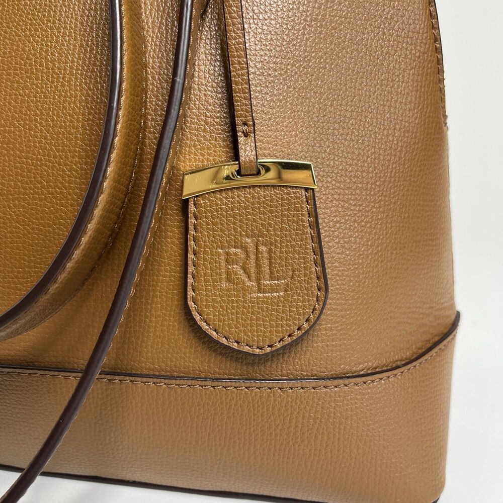 Ralph Lauren RLL Brown Leather Dome Satchel Bag Handbag Purse Classic - Picture 8 of 11